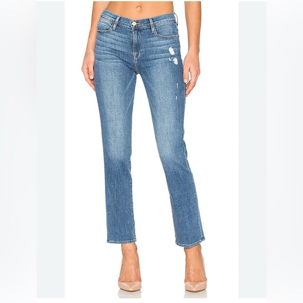 FRAME Denim Le High Straight Jeans in Sunny Gardens Size 26P EUC